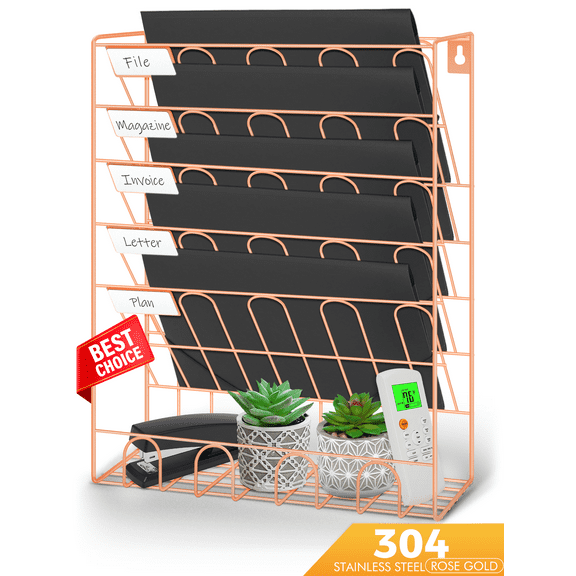 M Buder Metal Letter Size Wall Mount,File Organizer, Black