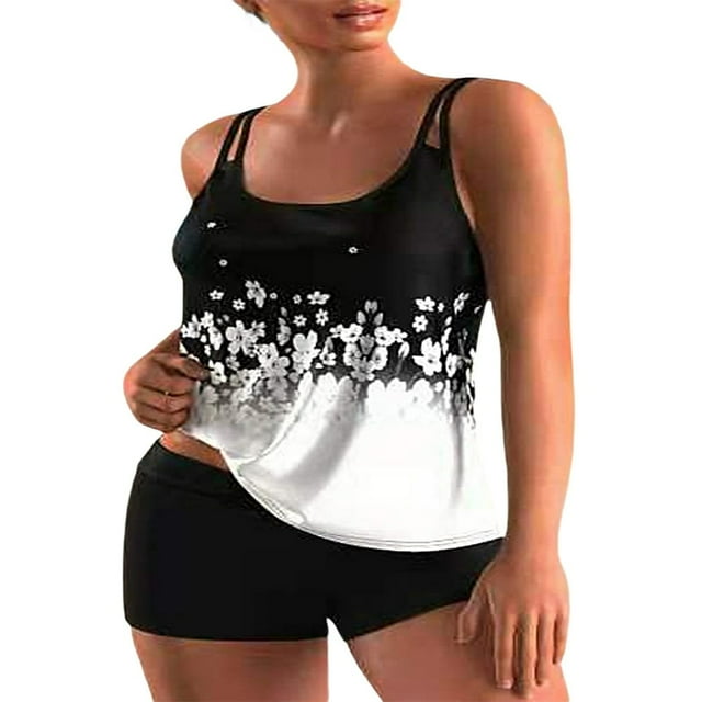 PENGXIANG Plus Size Swimsuits for Women Two Piece Tankini Top Boyshort Bathing Suits Tummy Control Swimwear