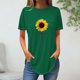 thumbnail image 1 of Fiudx Liquidación de Ofertas Flash Top Suelto con Cuello Redondo y Estampado de Girasoles a La Moda Informal de Verano para Mujer, 1 of 3