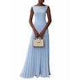 thumbnail image 2 of Pleated Bridesmaid Dresses for Women Boat Neck Formal Dresss Long A Line Wedding Guest Party Dress Light Blue XXL, 2 of 5