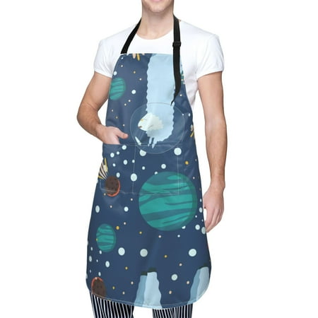 

Cauagu Alpaca Astronaut in Space Aprons with Pockets Waterproof Apron for Women Kitchen Cooking Apron Adjustable Bib Aprons Chef Apron for Cooking Drawing Crafting