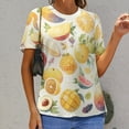 thumbnail image 6 of Various Fruits Womens Tops Women's Fashion Casual Short Sleeve Flower Print Round Neck Pullover Top Blouse, 6 of 6