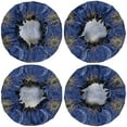 thumbnail image 2 of Shower Caps,Blue Sun Moon Constellation Pattern Waterproof Shower Cap for Women 4 Pieces,Double Reusable Hair Cover for Shower PEVA Elastic Stretch Hem, 2 of 7