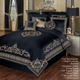 thumbnail image 2 of Kensington Royal Style Bedding, Gold-Embroidered Black Sateen, 11-pc King Comforter Set, 2 of 5