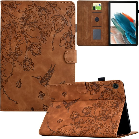 GSFY Case for Samsung Galaxy Tab A8 10.5 2022, Smart Premium PU Leather Wallet Stand Protective Shell with Stylus Holder Auto Sleep Wake for Samsung Galaxy Tab A8 10.5'' SM-X200/X205/X207, Brown