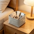 thumbnail image 2 of Foldable Cloth Storage Basket, 5.5 x 5.5 x 4.7 in Organizer Bin for Wardrobe, Shelf, Bedroom, and Living Room, Gray Small, 2 of 6