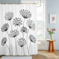 thumbnail image 4 of Shower Curtain Spring Black Dandelion Shower Curtains for Bathroom Decor, Waterproof Polyester Shower Curtain Set with Hooks, Small Stall Size 36" x 72" White, 4 of 9