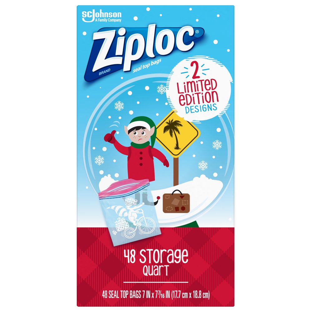 Ziploc Brand Holiday Storage Quart Bags, 48 Ct