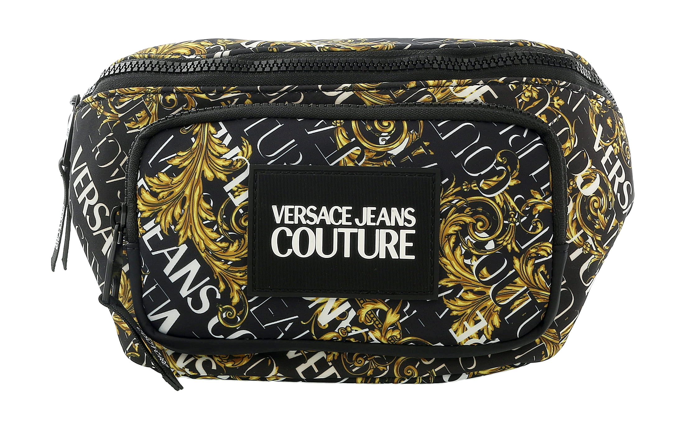 angre Kirken vanter Versace Jeans Couture Black Gold Leather Baroque Brush Pattern Belt Bag/Fanny  Pack for mens - Walmart.com