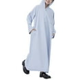 thumbnail image 4 of Otqutp Hooded Thobe for Boys, Long Sleeve Ramadan Muslim Outfits Half Zip Kaftan Robe with Pocket Kids Solid Arabic Clothes, 4 of 7