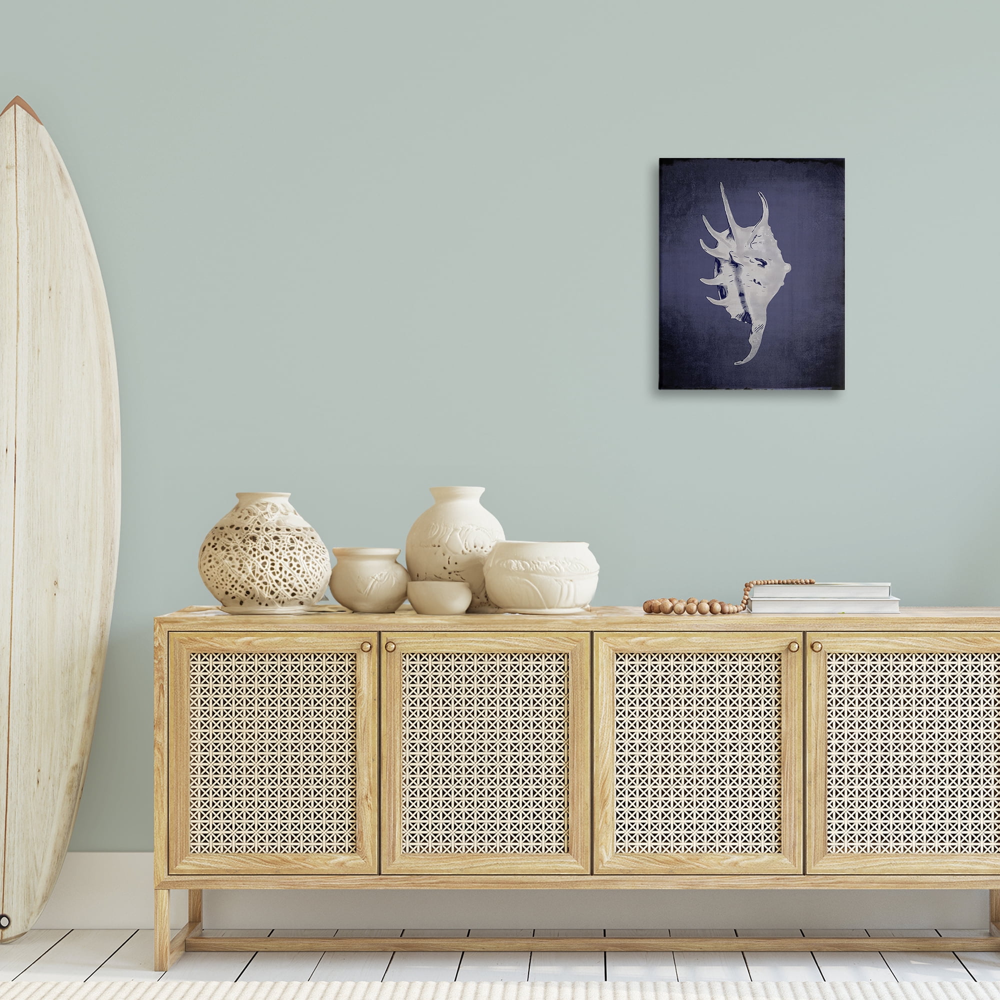 Stupell Industries Spider Conch on Indigo Nautical & Beach Painting Wrapped Canvas Art Print Wall Art, 16 x 20