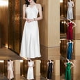 thumbnail image 4 of ALSLIAO - Vestido de mujer de satén sintético de seda, con tirantes, sexy, con escote en V, para fiesta, color blanco, talla M, 4 of 8