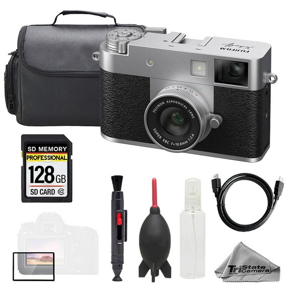FUJIFILM X half Compact Digital Camera (Silver)   128GB   Bag  Screen Protector- Basic Kit (International Version)