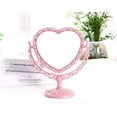 thumbnail image 2 of Espejo de 7 pulgadas con forma de corazón, espejo de tocador de mesa, espejo de belleza con aumento de 3X, espejo retro para baño, dormitorio, espejo de tocador (corazón rosa) Ormromra WMZY-605, 2 of 4