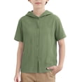 thumbnail image 1 of Camiseta de manga corta con capucha informal de color liso para niños de 3 a 13 años, 1 of 8