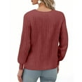 thumbnail image 5 of laiqvcdr Womens Long Sleeve Sweaters，Casual V Neck Lightweight Knit Sweater Tops, Trendy Outfits Tunic Sweaters,Red,Womens Plus S, 5 of 8