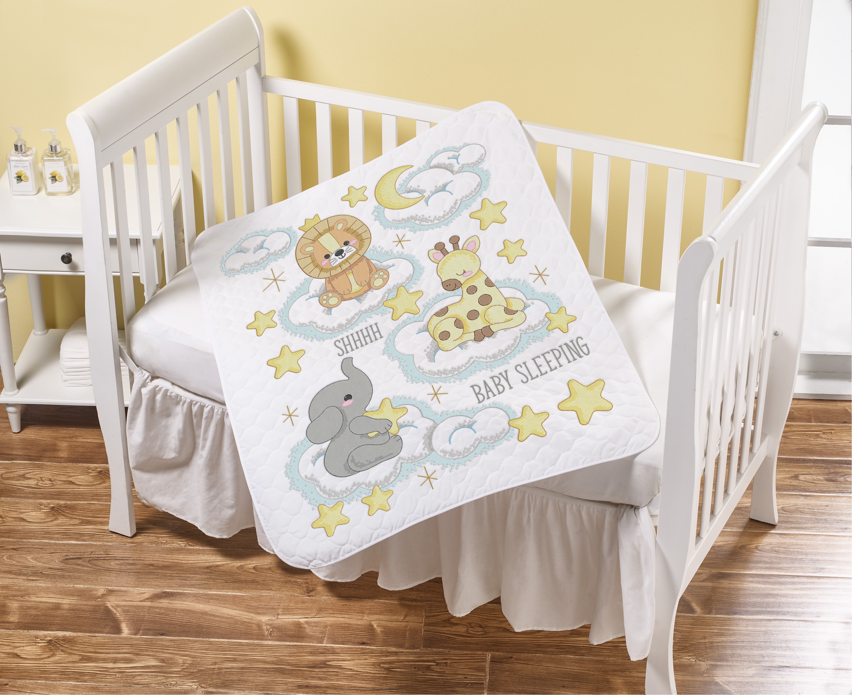 Bucilla Stamped Cross Stitch Crib Cover Kit 34"X43"Lullaby Safari