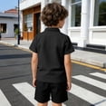 thumbnail image 4 of REDARER Boys Waffle Knit Stand Collar Short Sleeve Henley Shirt Comfortable Casual Sport Top for Kids,6-7 Years, 4 of 7