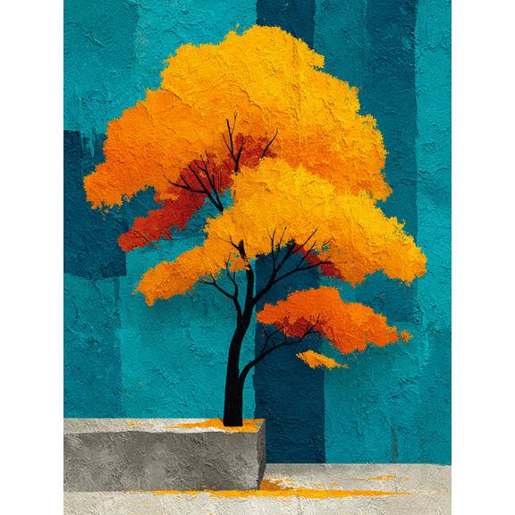 Autumn Tree Landscape Canvas Print, Abstract Nature Art, Modern Living Room Home Wall Decor
