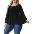 thumbnail image 4 of Blusa de Chiffon para Mujer Agnes Orinda Talla Grande con Cuello Redondo, Manga Larga y Peplum, 3X Negra, 4 of 6