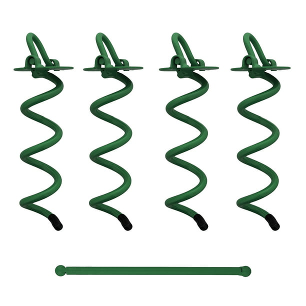 7Penn Spiral Ground Anchors - 8 Inch Green Twist Tent Stakes, 4 Pack