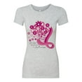 thumbnail image 2 of Wild Bobby Breast Cancer Awareness Flowers Breast Cancer Awareness Women Slim Fit Junior Tee, Heather Grey, XX-Large, 2 of 6