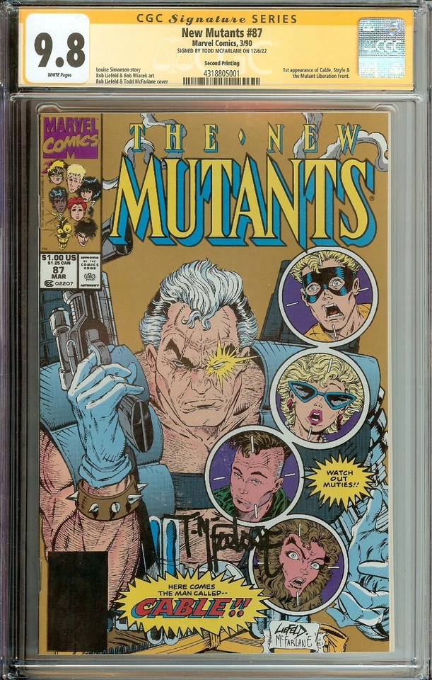 💥 New Mutants #87 2nd Print 💥 CGC 9.8 Signed Todd McFarlane