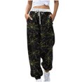 thumbnail image 2 of Plcasen Women Halloween Spider‑Web Print Drawstring Jogger Pants, Loose Casual Pants With Pockets, 2 of 5