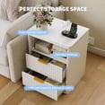 thumbnail image 4 of Fluted Nightstand Set of 2, Bedside Table Built-in Charging Station, Featuring 2 Drawer & Open Storage Space, Metal Handles & Curved Edge Design, Mid Century Modern Night Stand, Bedroom, Living Room, 4 of 7