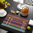 thumbnail image 4 of Ethnic Bohemian Retro Flax Placemats Set of 4, 12x18 Inch Rustic Style Artistic Tribal Classic Table Mats, Washable Vintage Earthy Decor for Kitchen or Table, 4 of 6