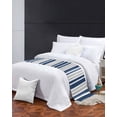 thumbnail image 2 of Bed Runner Scarf Cal King Size, Navy Blue Grey Stripe Stain Bed Runners & Scarves for Foot of Beds, Farmhouse Minimalist Striped Decorative Bedding Runner Scarf for Hotel Home Bedroom, 2 of 6