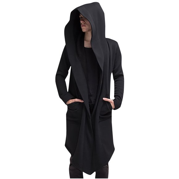 CEHVOM Men's Jacket Long Cardigan Cloak Coat Hooded Sweater