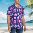 thumbnail image 2 of Lsque Skull rainbow color pattern Hawaiian Shirt for Men, Unisex Summer Beach Casual Short Sleeve Button Down Shirts-Large, 2 of 9