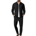 thumbnail image 1 of FOCUSNORM Men’s 2 Piece Tracksuit Set Long Sleeve Zip Up Waffle Jacket + Pants Set Loungewear Sweatsuit, 1 of 9