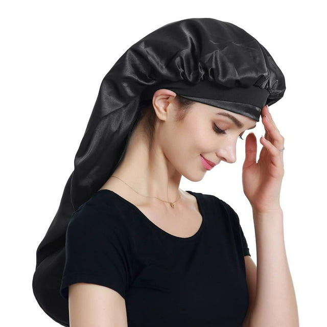 Gorro Grande de Satén para Trenzas Cabello Natural Cabello Rizado Dormir