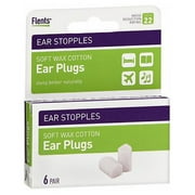 Flents Ear Stopples Wax-Cotton Plugs, 6 pair