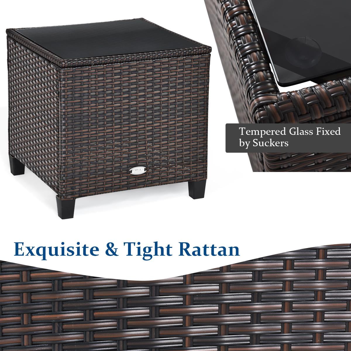 Giantex 3 Steel Patio Outdoor Conversation Sets with Sofa and Table, Black/Black