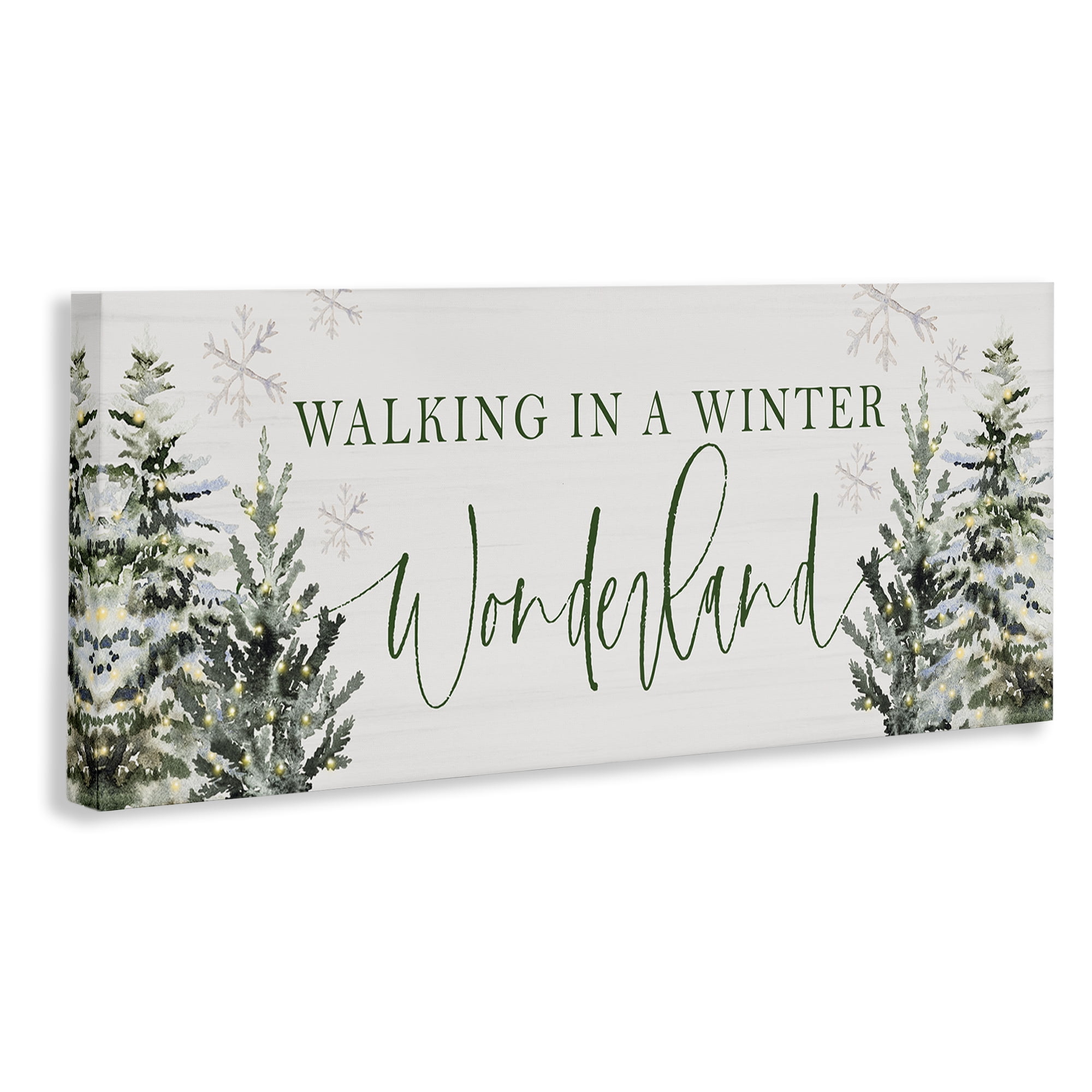Stupell Industries Winter Wonderland Trees Typography Painting Gallery Wrapped Canvas Art Print Wall Art, 24 x 10