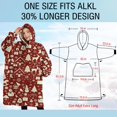 thumbnail image 4 of Oversized Wearable Blanket Hoodie,Red Christmas Icon Pattern Sherpa Blanket Hoodie with Super Pockets,Super Warm Fuzzy Pullover for Women & Men, 4 of 6