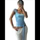 thumbnail image 2 of Camisetas de Corta con Cuello Cuadrado para Mujer, Sin Espalda, Ajustadas, Y2K Azul S, 2 of 7