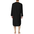 thumbnail image 3 of Unique Bargains Men's Nightshirt Cotton Sleep Shirt Long Sleeve Nightgown Sleepwear L Black, 3 of 5
