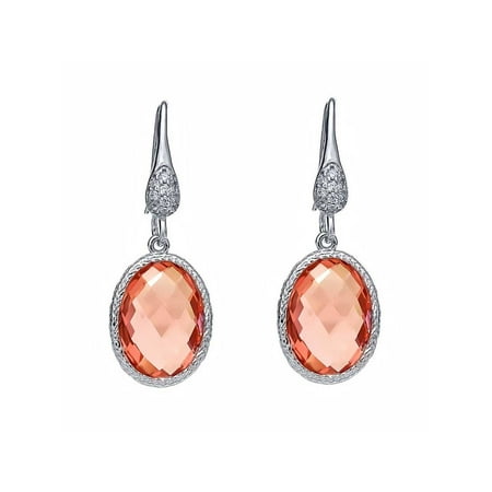 Gem Stone King Sterling Silver Checkerboard Pink Nano Morganite Sterling Silver Checkerboard Pink Nano Morganite Earrings 6 30 Cttw 14x10mm