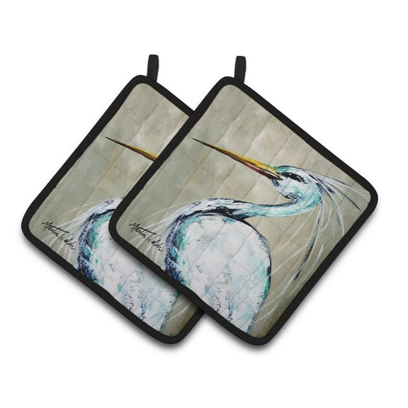 Caroline's Treasures MW1132PTHD Blue Heron Smitty's Brother Pair of Pot Holders , 7.5HX7.5W, multicolor