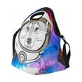 thumbnail image 2 of SUNENAT Neoprene Lunch Boxes Lunch Bag Tote Funny Cartoon Husky Dog in Astronaut's Nebula Galaxy Space Suit Large Insulated Lunchbox Handbag Cooler with Shoulder Strap for Men Women Adult, 2 of 5