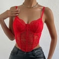 thumbnail image 6 of XFLWAM Women's Lace Casual Camisole Cami Crop Tank Tops Lingerie Bustier Spaghetti Strap Crop Top Red S, 6 of 8