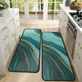 thumbnail image 4 of Kitchen Rugs Sets Of 2,Teal Gold Marble Wave Pattern Anti Fatigue Kitchen Mat Rugs Non Slip Washable,Decorative Kitchen Floor Mats for Kitchen,Sink,Laundry,17"x47"+17"x47", 4 of 5