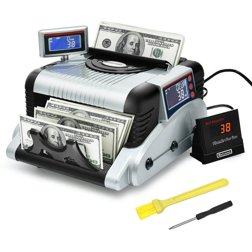 Costway Money Counter 3 Displays Cash Counting Machine w/ Counterfeit