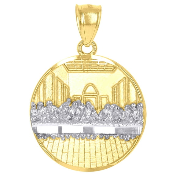 10kt Two-Tone Gold Mens Last Supper Medallion Religious Charm Pendant