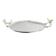 thumbnail image 2 of 21 Inch Decorative Tray Set of 2, Perched Birds Silver Metal, Large, 2 of 5