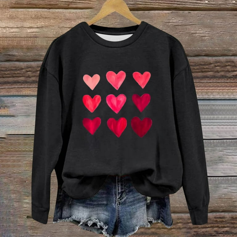 Dames Valentijnsdag Gedrukt Sweatshirt, Valentijnsdag Liefde Hart